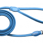 Rundsytt Läderkoppel Mörkblå 180cm