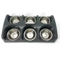 Valpbar med 6 skålar, för en trygg matsituation för valparna