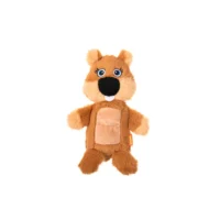 En söt, brun hundleksak formad som en bäver med stora ögon från märket Growl Belly Boomerz Benny the Beaver.