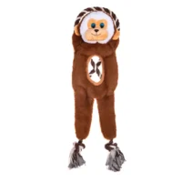 En rolig och färgglad hundleksak formad som en apa med ett kraftigt, genomgående dragrep från märket Growl Jungle Tugz Max the Monkey.
