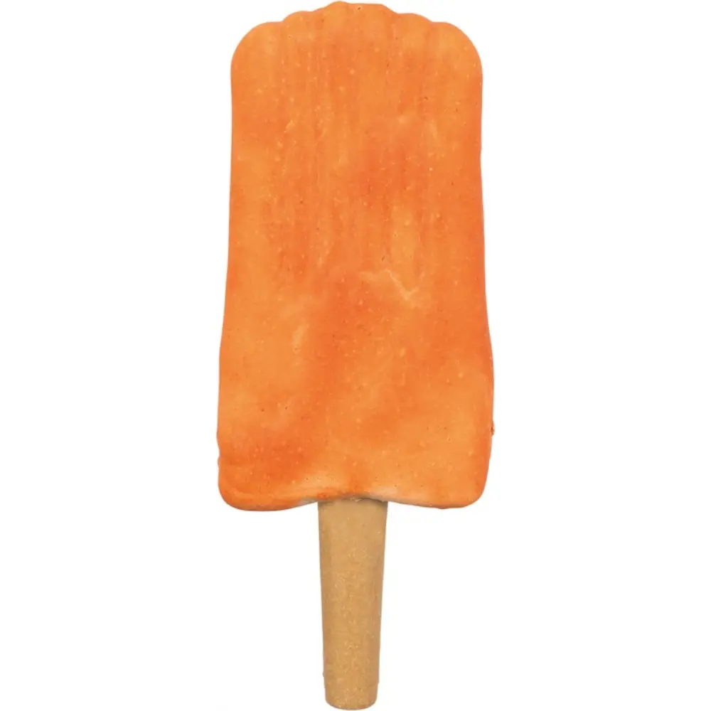 Ett roligt orange hundtugg från Trixie format som en isglass, tillverkat av glutenfritt hundgodis med kyckling och sötpotatis för din hund.