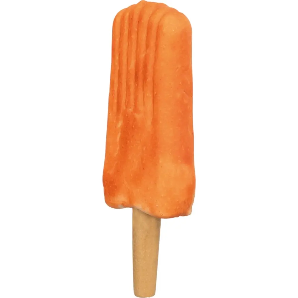 Ett roligt orange hundtugg från Trixie format som en isglass, tillverkat av glutenfritt hundgodis med kyckling och sötpotatis för din hund.
