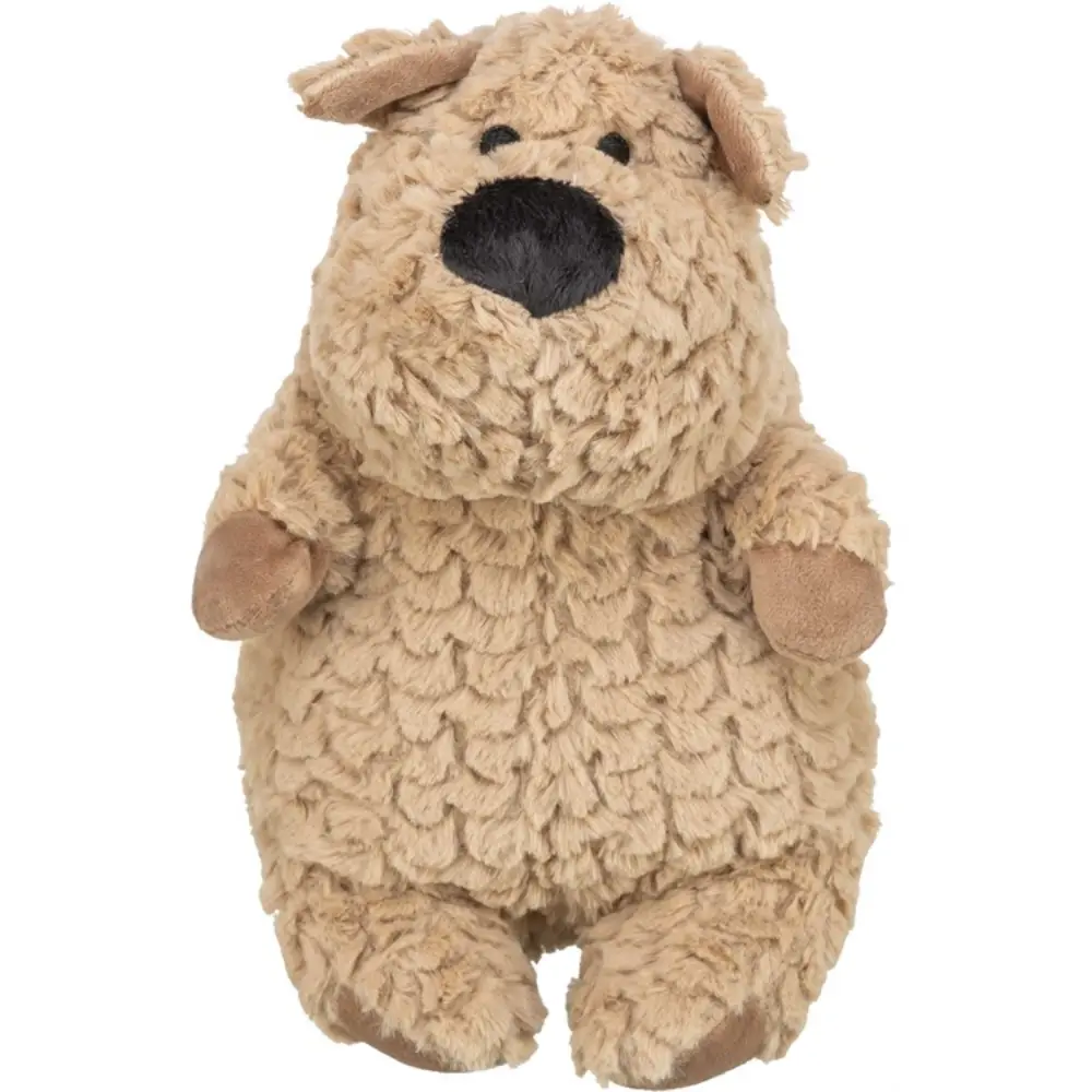 Brun rund mjukisleksak i plysch formad som en hund från TRIXIE, 30 cm stor för hundmys och lek