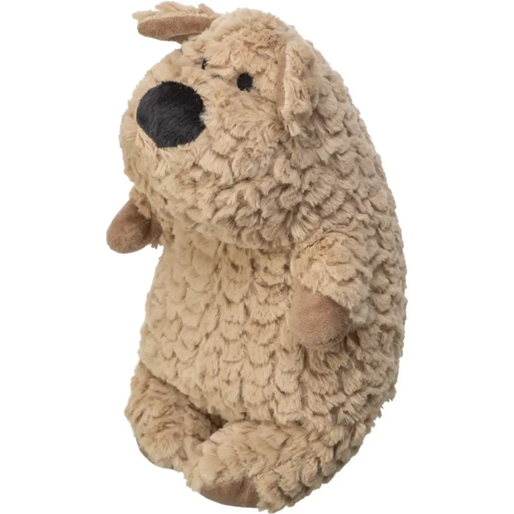 Brun rund mjukisleksak i plysch formad som en hund från TRIXIE, 30 cm stor för hundmys och lek