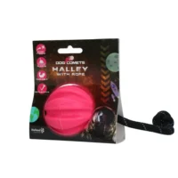 Dog Comets Halley rosa gummiboll med rep för hundar