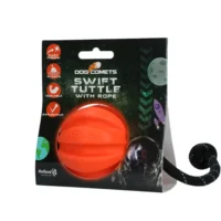 Dog Comets Swift Tuttle orange gummiboll med rep för hundar