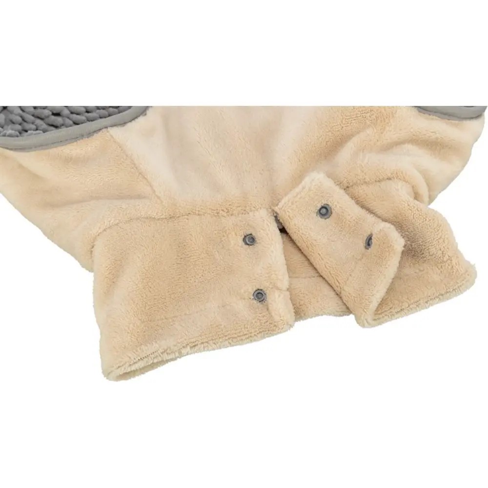 Trixie beige och grå badrock i mikrofiber för hund. Krage