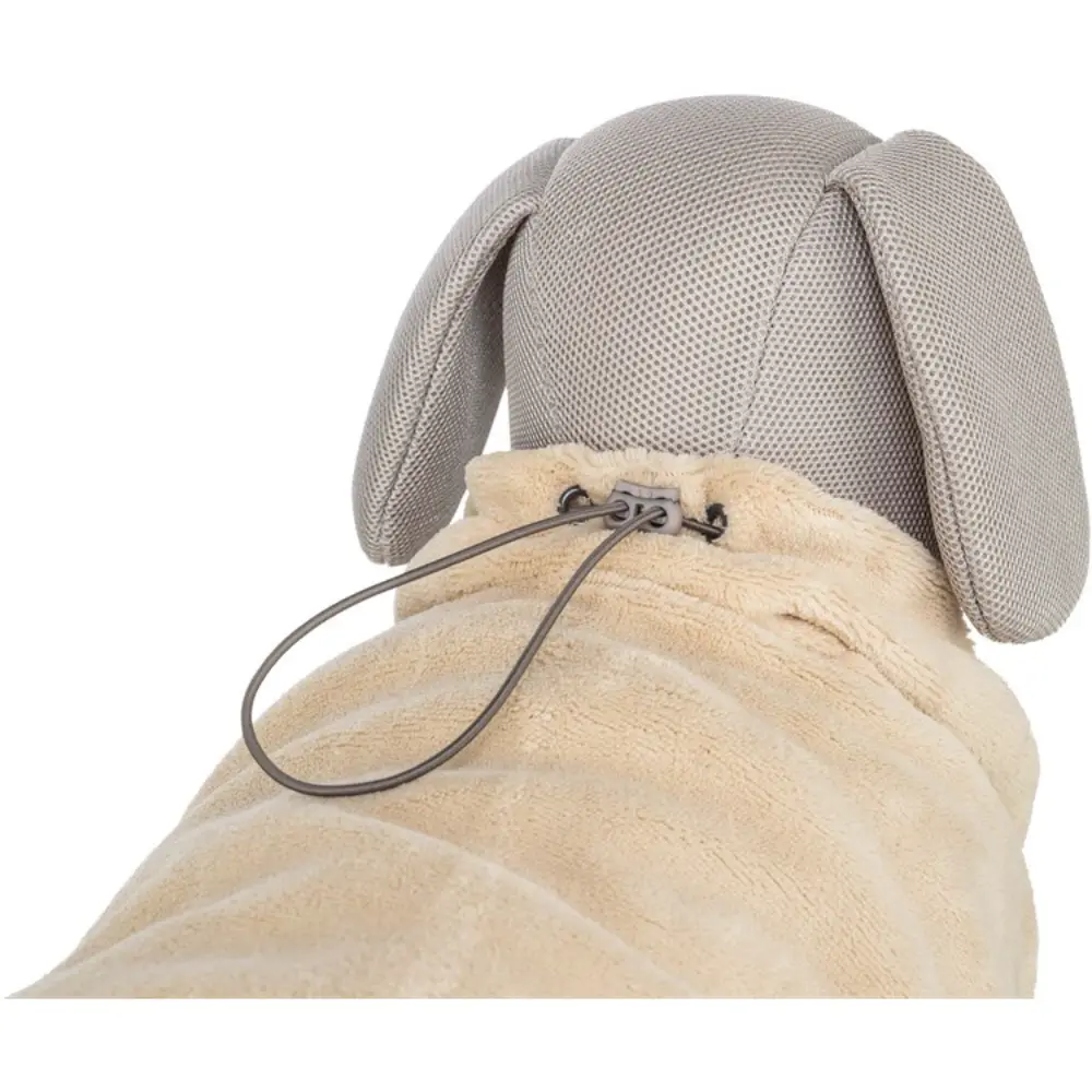 Trixie beige och grå badrock i mikrofiber för hund. Nacke