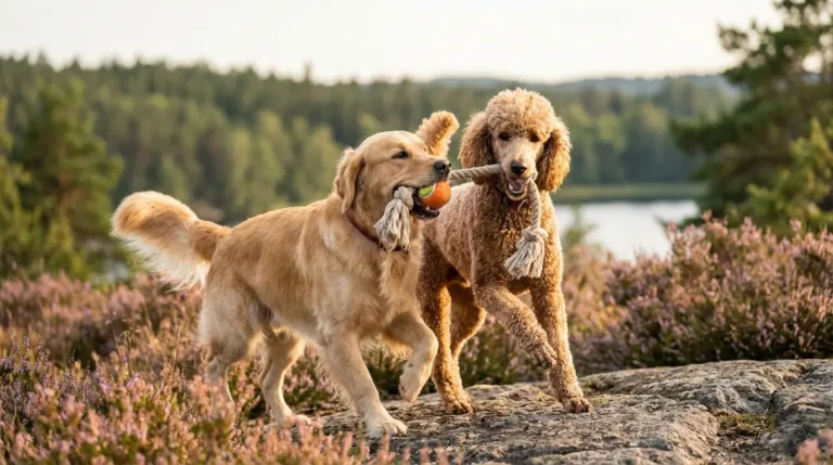 Hundar som leker utomhus